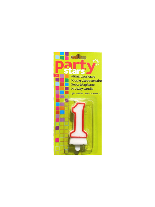 PARTY STARS Verjaardagskaars 1 - 1 Stuk